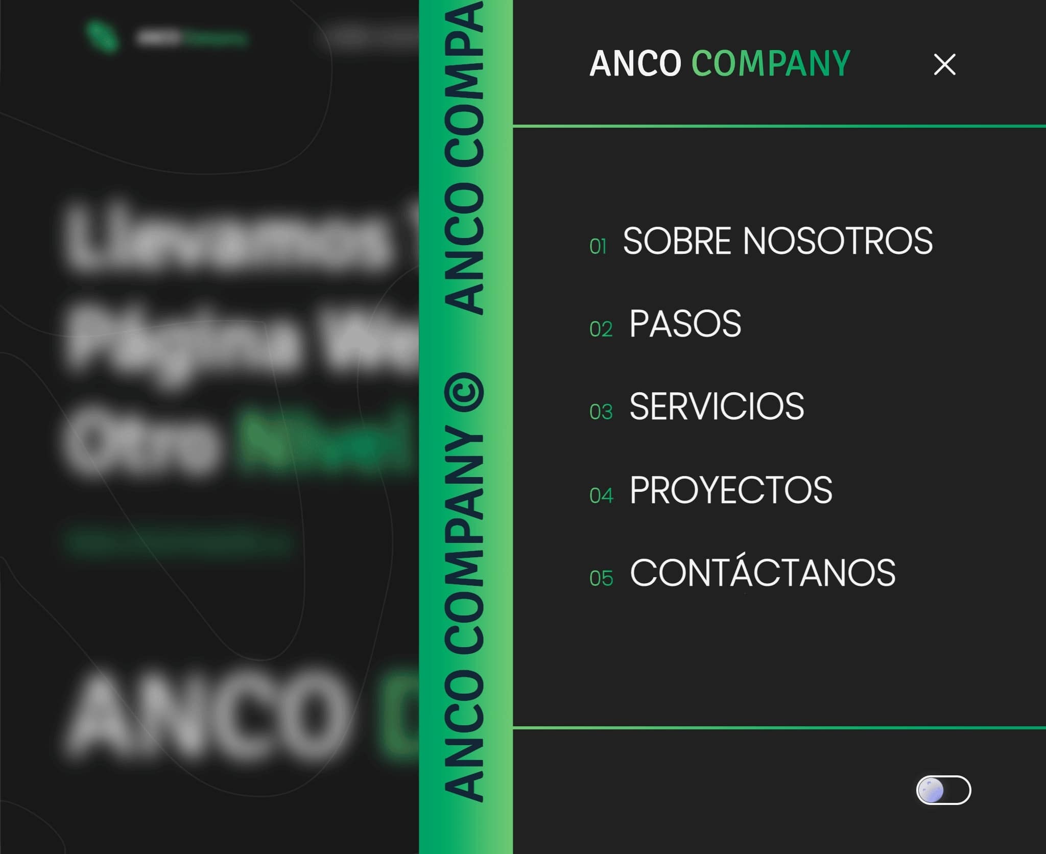 Imagen del Menu responsivo de la web de Anco Company
