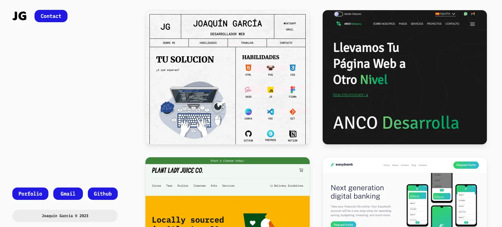 Imagen de proyecto donde muestro diferentes proyectos propios
